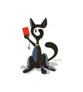 Bild in Galerie-Betrachter laden, Illustration of a stylized black cat holding a red card and a dangling whistle on a white background