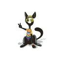 Cargar la imagen en la vista de la galería, Cartoon black cat in tie-dye peace shirt, sunglasses, and headband giving peace sign