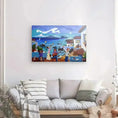 Carregar imagem no visualizador da Galeria, Colorful coastal painting above modern sofa in bright living room decor