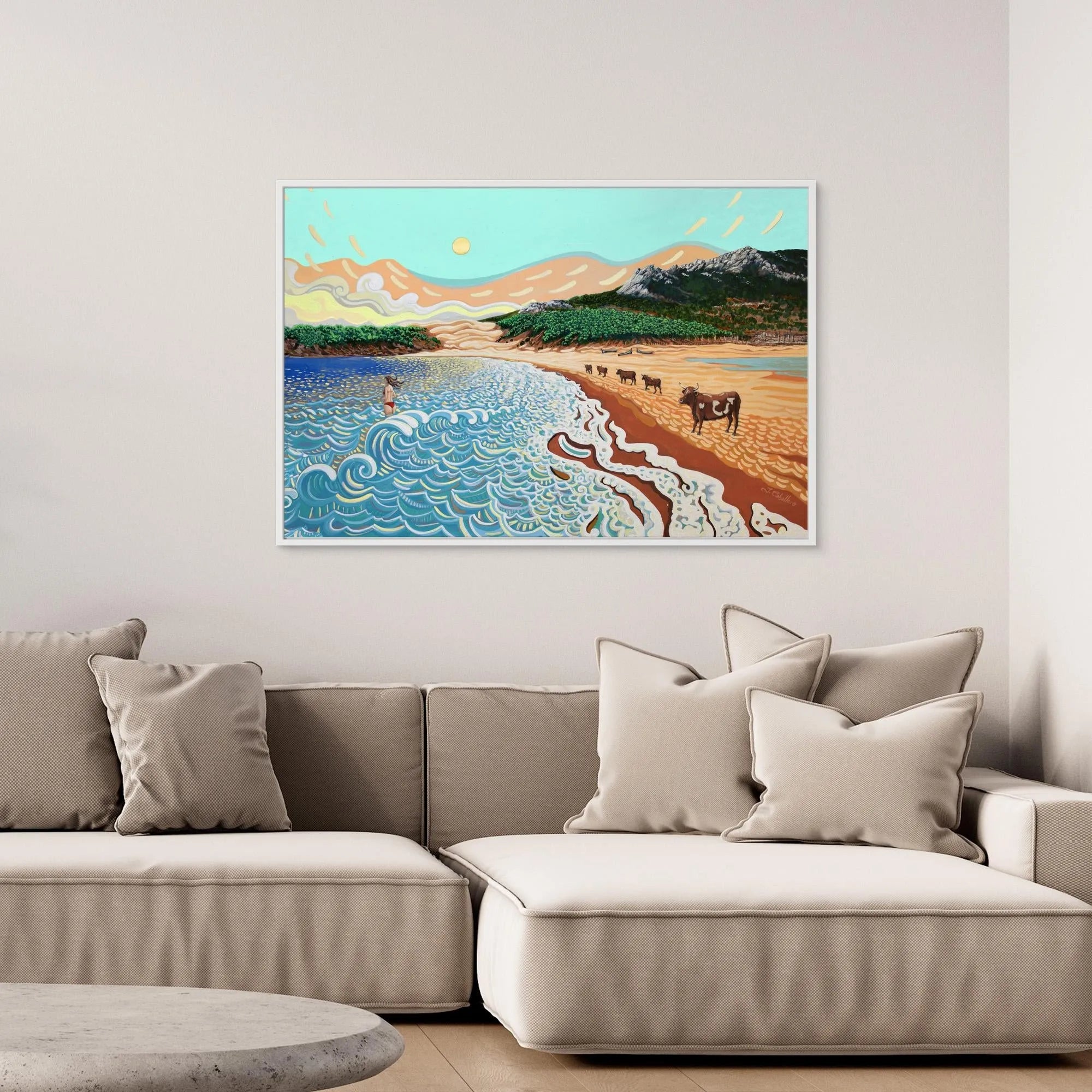 N17 - The Cows of Bolonia - Framed Canvas Art Print