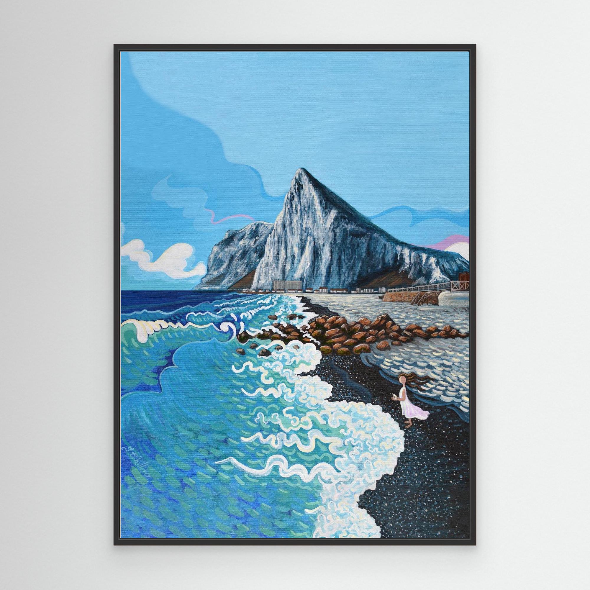 N206 - Playa el Sardinero - Framed Canvas Art Print