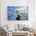 Charger l'image dans la visionneuse de la galerie, Colorful kids at the beach canvas art with ocean waves and boats, hanging above sofa