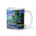 Charger l'image dans la visionneuse de la galerie, Colorful mug featuring Guadiaro River, iron bridge, vibrant trees, and scenic landscape art