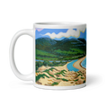 Charger l'image dans la visionneuse de la galerie, White mug featuring a colorful Punta Paloma Tarifa beach and dunes landscape illustration