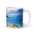 Charger l'image dans la visionneuse de la galerie, Punta Paloma Tarifa ceramic mug with colorful beach and sea landscape illustration