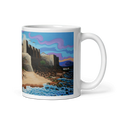 Charger l'image dans la visionneuse de la galerie, Ceramic mug with colorful Castillo Guzmán el Bueno Tarifa fortress art by the sea