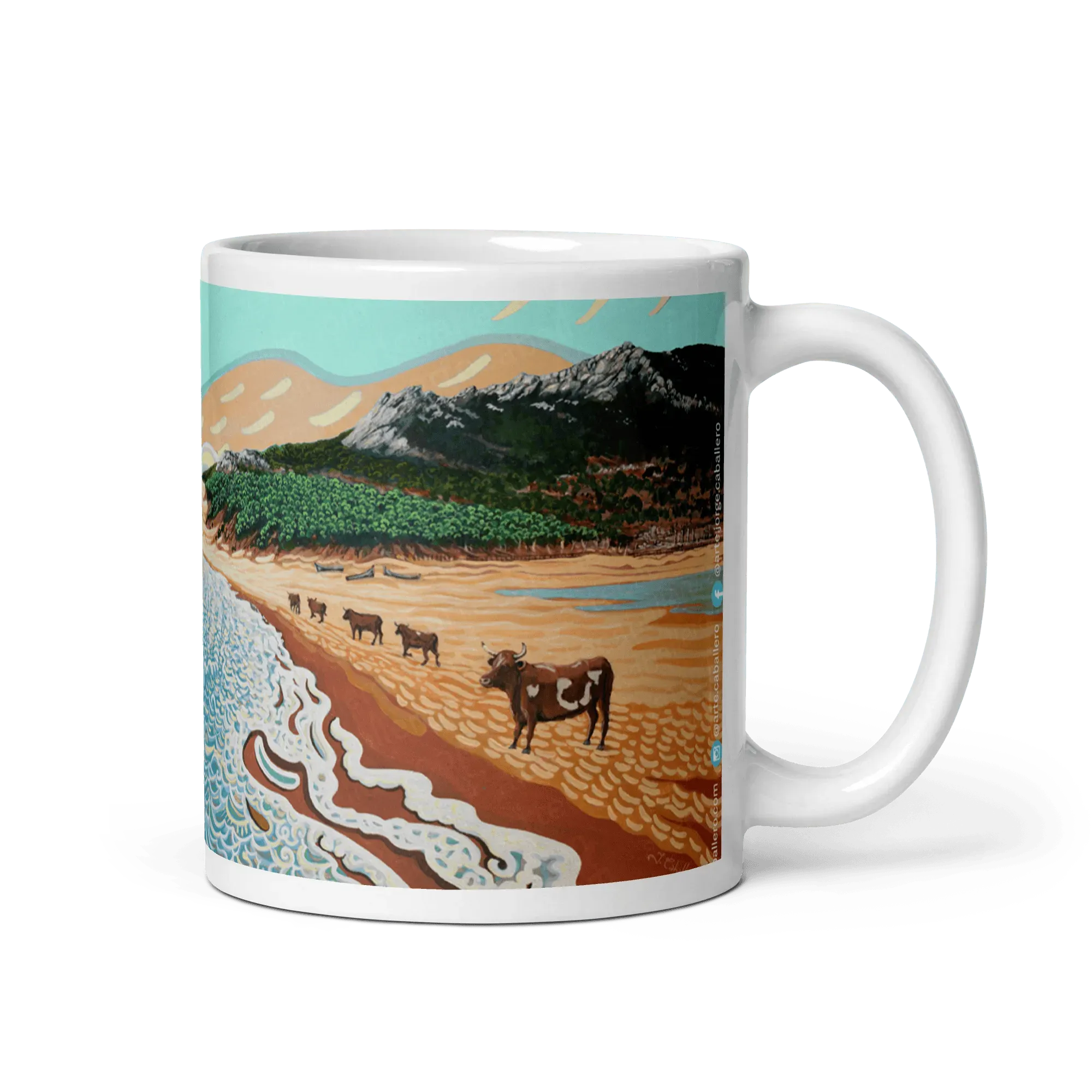 N17 - The cows of Bolonia - Mug Panorama - Arte Caballero