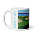 Load image into Gallery viewer, Costa del Sol mug with colorful golf course and sea landscape illustration