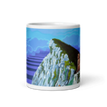 Load image into Gallery viewer, Panoramic mug with illustrated cliff, lush greenery, and blue sky design