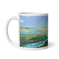 Bild in Galerie-Betrachter laden, White mug with Cacela Velha Algarve landscape art, river, greenery, and blue sky