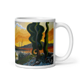 Charger l'image dans la visionneuse de la galerie, Colorful Gibraltar panorama art mug with abstract landscape and vivid sunset design