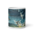 Load image into Gallery viewer, NY flood-themed mug with surreal art, blue waves, distant trees, and a lantern-carrying figure