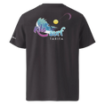 Bild in Galerie-Betrachter laden, Back of unisex organic cotton t-shirt in anthracite with colorful kitesurf Tarifa graphic