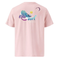 Cargar la imagen en la vista de la galería, Unisex pink organic cotton t-shirt with 'Kite surf Tarifa' graphic on the back