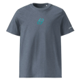 Charger l'image dans la visionneuse de la galerie, Unisex organic cotton t-shirt in dark heather blue with teal logo on chest