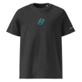Charger l'image dans la visionneuse de la galerie, Unisex organic cotton t-shirt in dark heather grey with turquoise symbol on chest