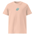 Bild in Galerie-Betrachter laden, Unisex organic cotton t-shirt in light peach with teal minimalist symbol on chest