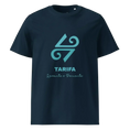 Загрузить изображение в просмотрщик галереи, LoP 4 - Symbol Large - Tarifa & LoP text front - Unisex organic cotton t-shirt