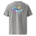 Cargar la imagen en la vista de la galería, Heather grey unisex organic cotton t-shirt with colorful kitesurf Tarifa graphic on back