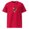 Carregar imagem no visualizador da Galeria, Red unisex organic cotton t-shirt with cartoon dog poker design and text