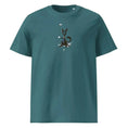 Charger l'image dans la visionneuse de la galerie, Unisex organic cotton t-shirt teal, cartoon dog stargazing graphic on front