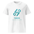 Загрузить изображение в просмотрщик галереи, LoP 4 - Symbol Large - Tarifa & LoP text front - Unisex organic cotton t-shirt