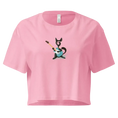 Charger l'image dans la visionneuse de la galerie, pink women's crop top with cartoon cat playing electric guitar graphic