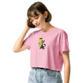 Carregar imagem no visualizador da Galeria, Woman wearing pink crop top with cartoon dog and yellow surfboard graphic