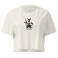 Carregar imagem no visualizador da Galeria, Women's ecru crop top with cartoon cat, rifle graphic and Killy Revolution text