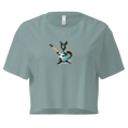 Charger l'image dans la visionneuse de la galerie, Mineral blue women's crop top with abstract cat playing electric guitar graphic