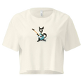 Charger l'image dans la visionneuse de la galerie, Women's natural crop top with cartoon cat playing electric guitar graphic