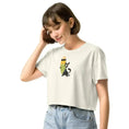 Carregar imagem no visualizador da Galeria, Woman wearing white crop top with cartoon dog and surfboard graphic, casual style