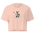 Charger l'image dans la visionneuse de la galerie, Pale pink women's crop top with cartoon cat playing electric guitar graphic