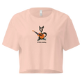 Bild in Galerie-Betrachter laden, Pale pink women's crop top with cartoon cat playing guitar and text 'El Gato Andaluz'.