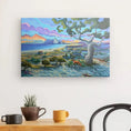 Charger l'image dans la visionneuse de la galerie, Colorful landscape painting of Natural Reserve Guadalquitón with tree, fox, and coastline