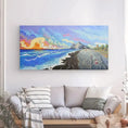 Charger l'image dans la visionneuse de la galerie, Colorful sunrise beach landscape canvas art above modern sofa in living room decor