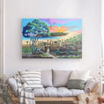 Charger l'image dans la visionneuse de la galerie, Colorful Baelo Claudia landscape canvas art above modern sofa in bright living room