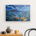 Load image into Gallery viewer, Colorful canvas art of Punta Carnero Algeciras coast with lighthouse and swirling blue waves