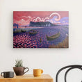 Load image into Gallery viewer, Colorful Palmones River canvas art with boats, mountains, and vibrant sky wall decor