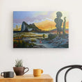 Charger l'image dans la visionneuse de la galerie, Colorful canvas art of Gibraltar landscape with mountains, surreal trees, and river at sunset