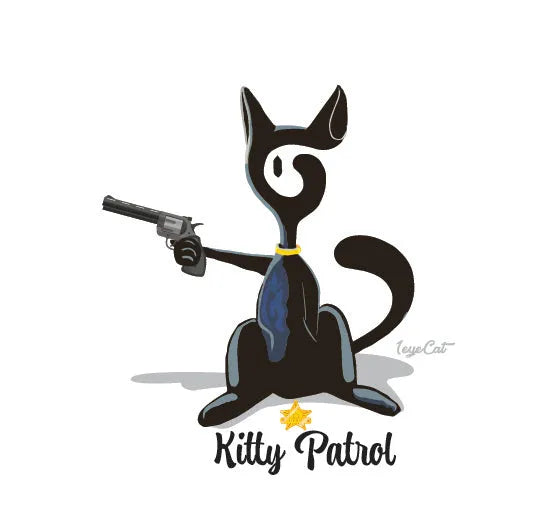 1eyeCat - Kitty Patrol - Camiseta unisex de algodón orgánico