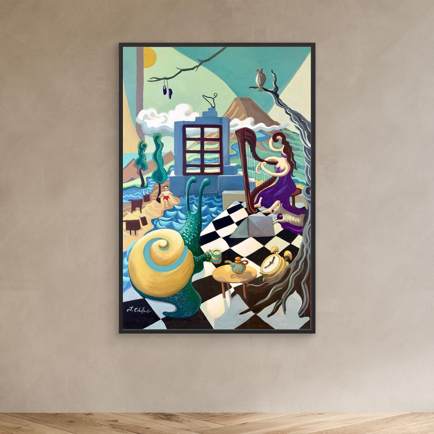 N231 -  Somewhere when time listens -Framed Canvas