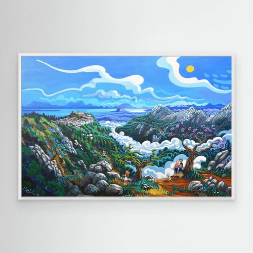Sierra Crestellina, Casares Framed Canvas (N201)