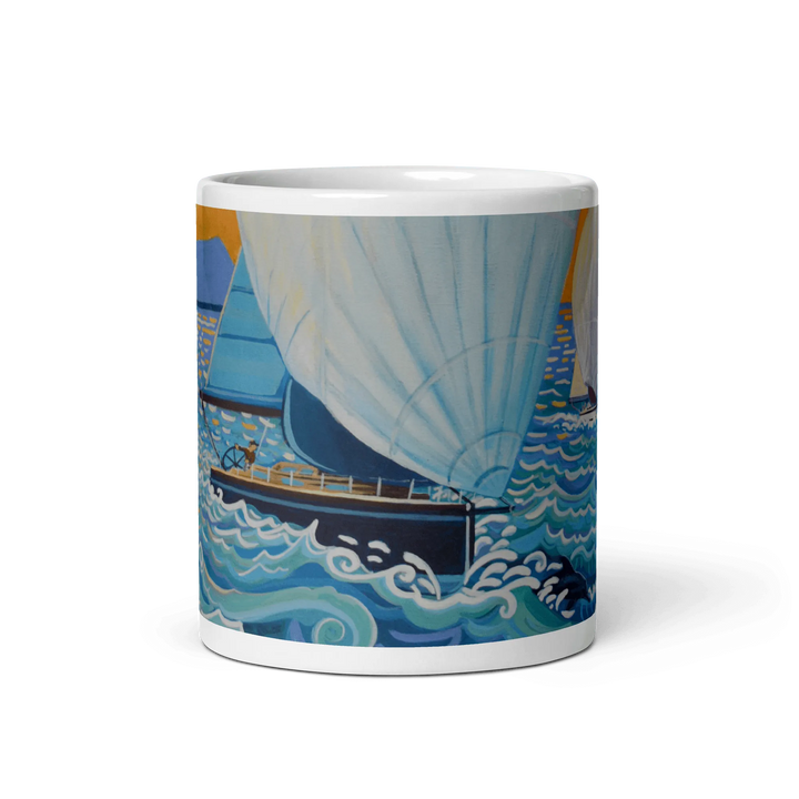 N136 - Sailing the Strait - Mug Panorama - Arte Caballero