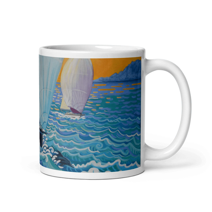 N136 - Sailing the Strait - Mug Panorama - Arte Caballero