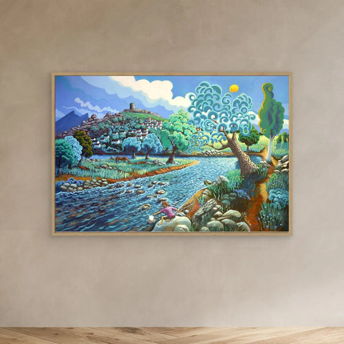 N1 -By the river, Jimena  - Framed Canvas Art Print
