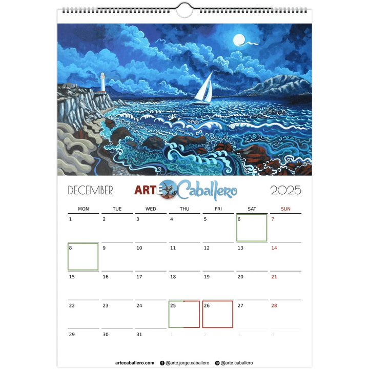 Calendar Costa de la Luz - EN - Holidays Andalusia & Gibraltar - 2025 (EU & Rest of World) - Arte Caballero