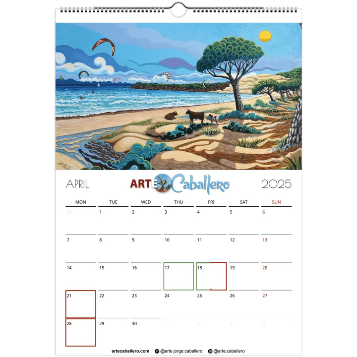 Calendar Costa de la Luz - EN - Holidays Andalusia & Gibraltar - 2025 (EU & Rest of World) - Arte Caballero