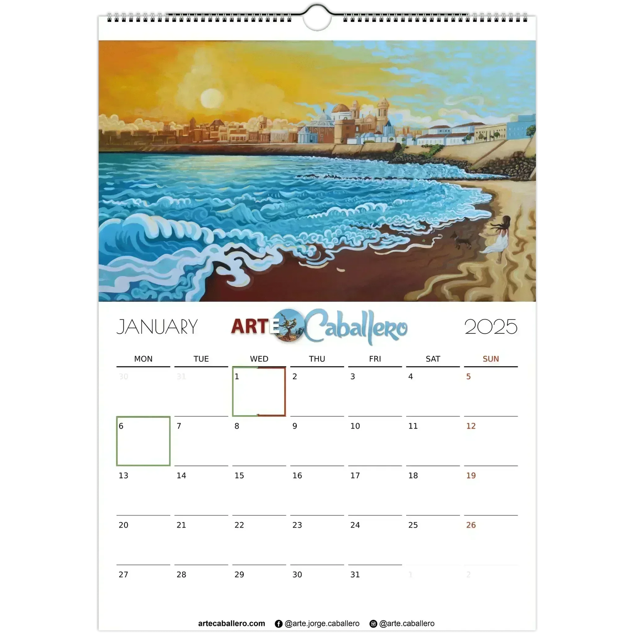 Calendar Costa de la Luz - EN - Holidays Andalusia & Gibraltar - 2025 (EU & Rest of World) - Arte Caballero