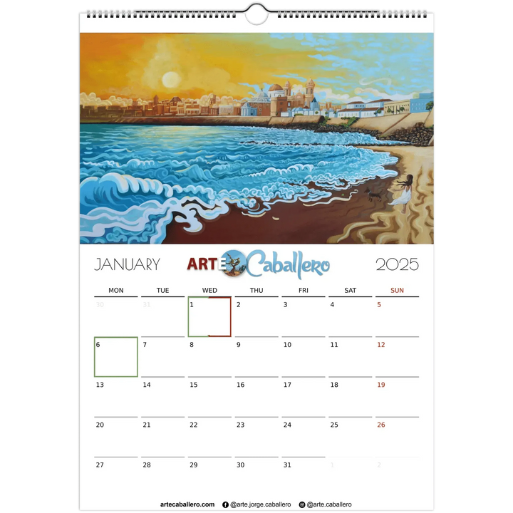 Calendar Costa de la Luz - EN - Holidays Andalusia & Gibraltar - 2025 (EU & Rest of World) - Arte Caballero